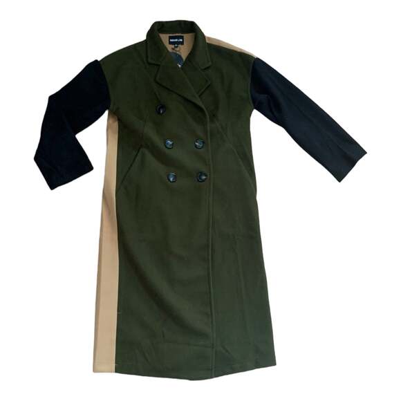 Dolls kill rehab lab womens medium large grunge colorblock trench coat nwt - Picture 1 of 7